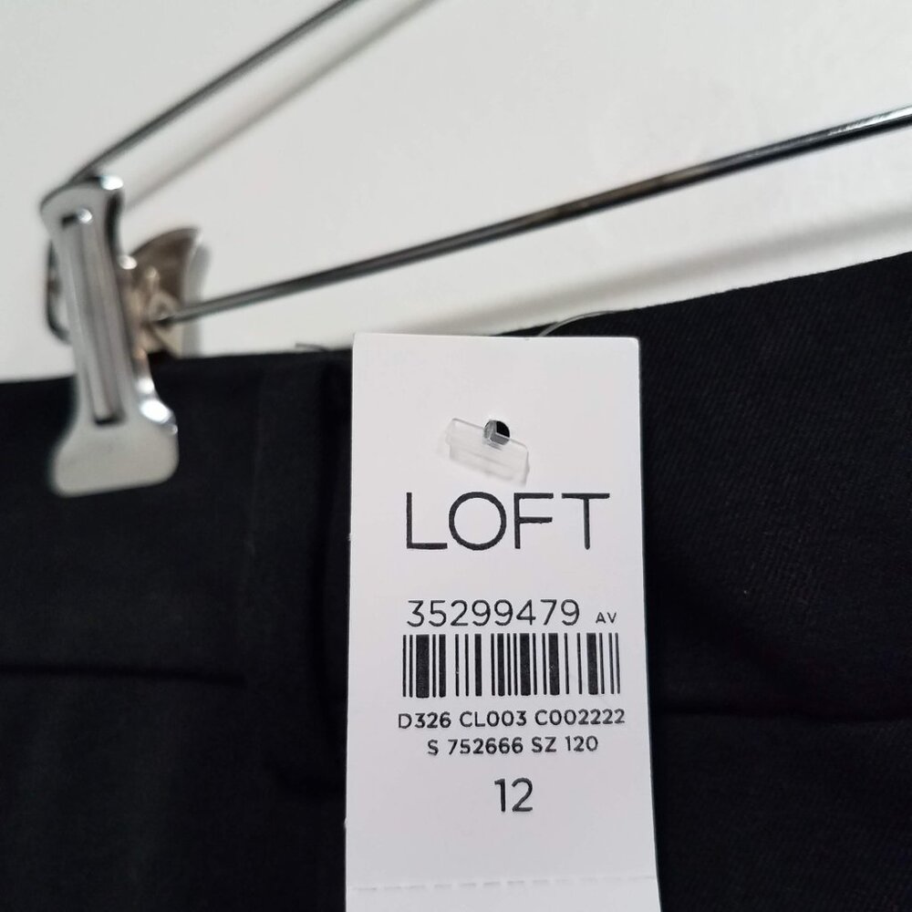 Ann Taylor LOFT The Peyton Trouser Black Bi-Stretch Womens 12 Wide Leg 35299479 - Picture 7 of 11